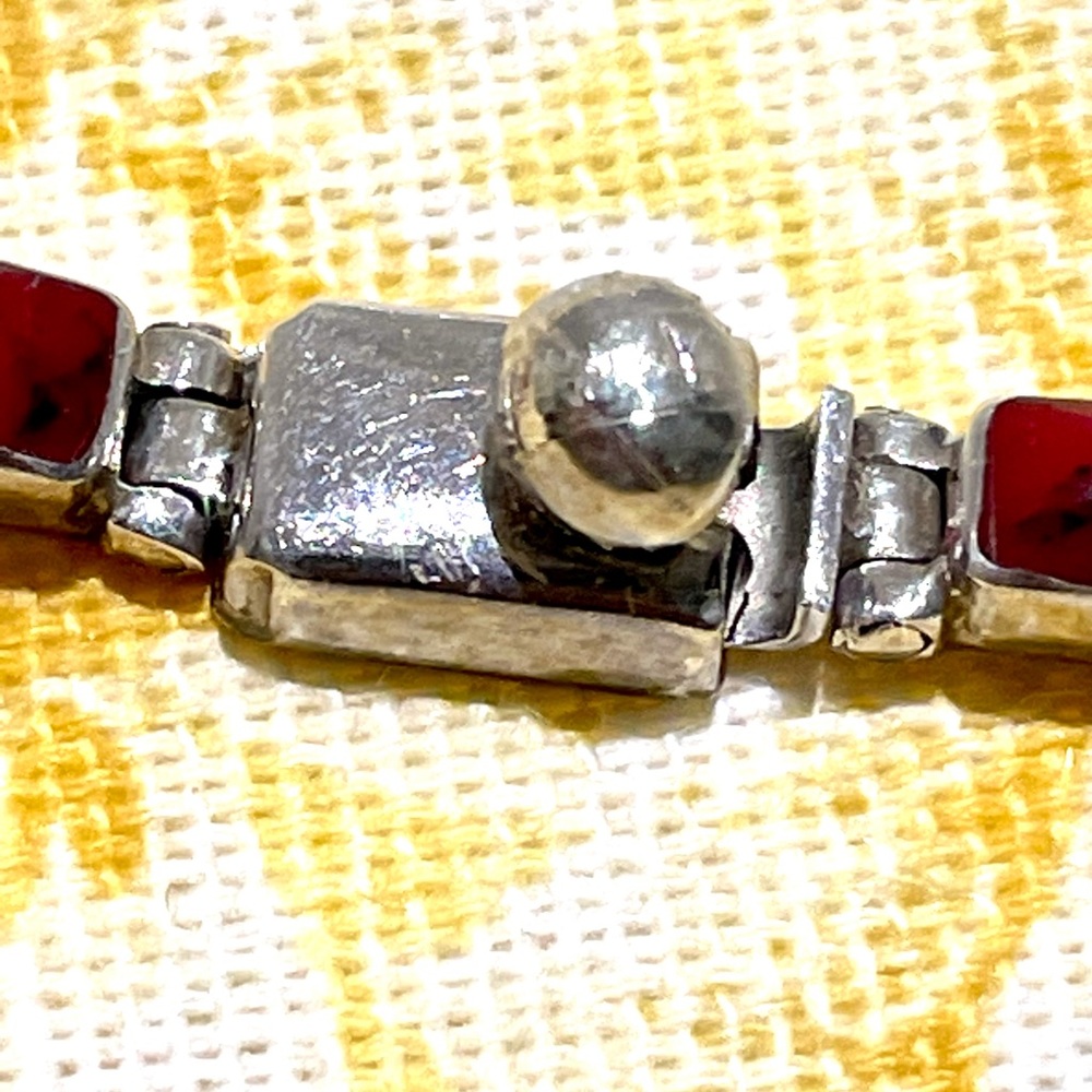 Estate Sterling Taxco Panel Necklace and Jasper Earrings - Picture 10 of 13